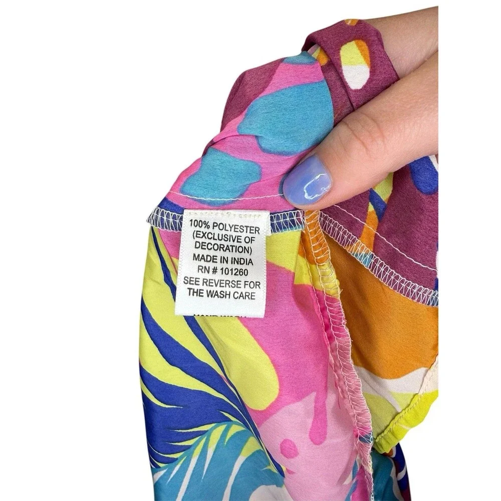 NWT True Destinations Women's Strapless Mini Dress Vibrant Tropical Print M